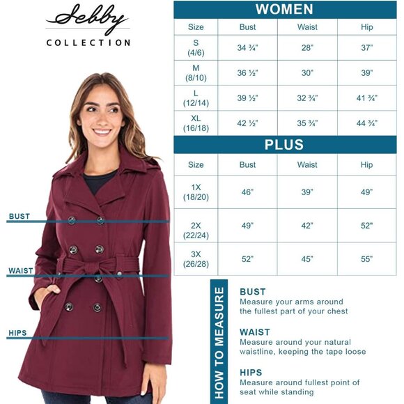 💫 Women Red Shell Trench Coat Soft Comfortable Button-Off Warm Detachable Hood - Picture 6 of 6